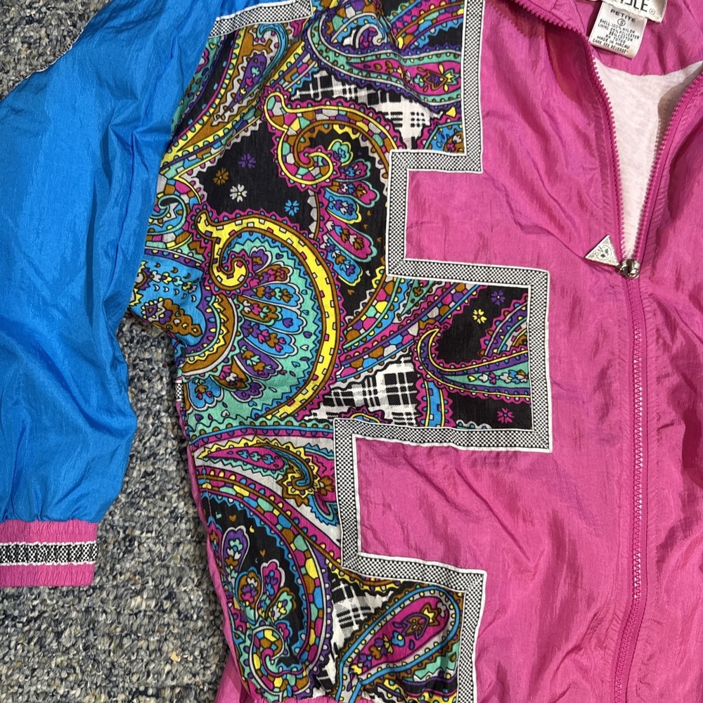 Casual Isle Vintage 80s 90s Full Zip Nylon Windbreaker Jogging Suit Size S EUC - Picture 3 of 7